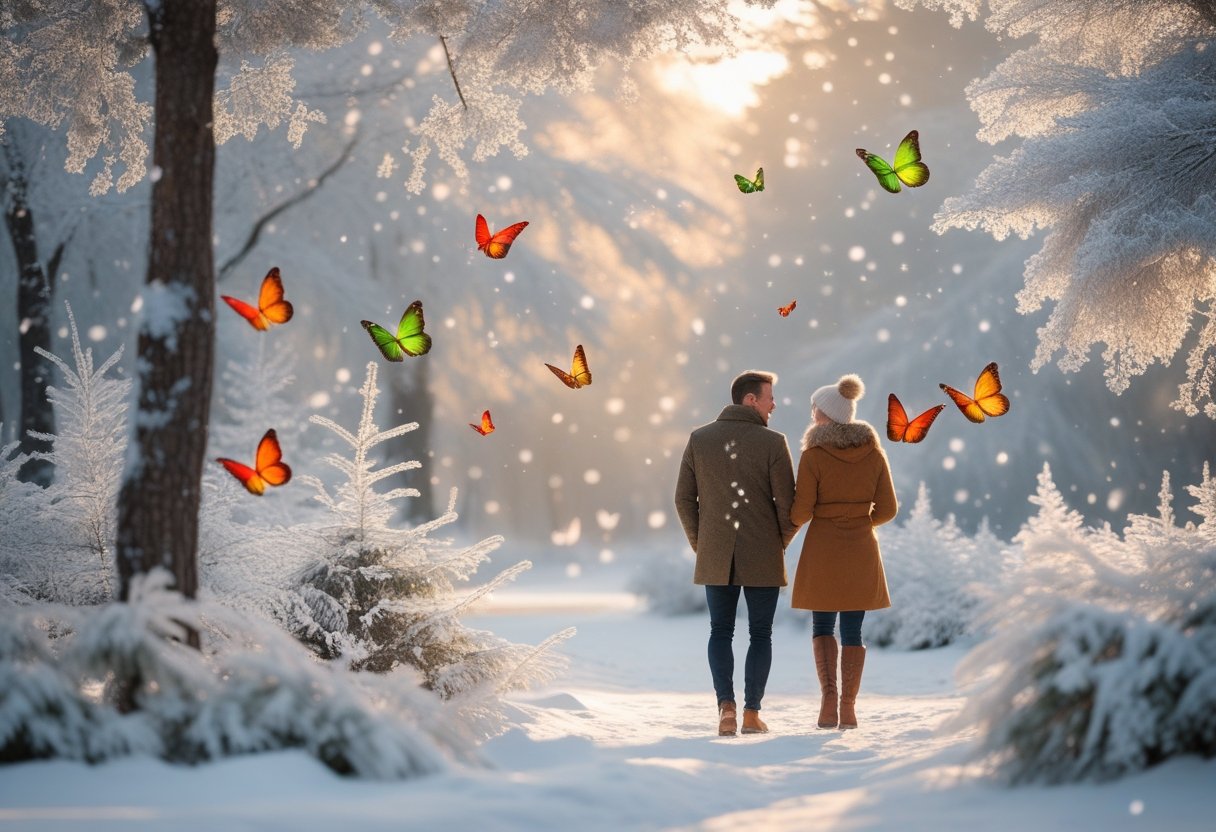 Magiske vinterlandskaber og jule sommerfugl til voksne